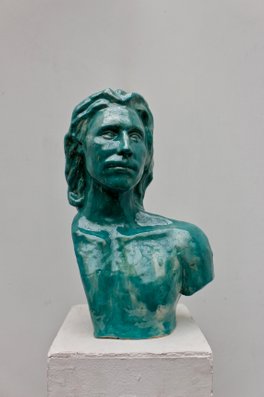 Manu in blue, ceramic, 55 x 35 x 18 cm,  2017.